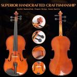 Ceciliec Acoustic Violin, 1/4 Full Size Violin Starter Kit for Beginners, Natural Varnish Fiddle Stringed Musical Instrument with Case, Bow, Rosin, Bridge, Extra Strings