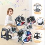 Kids Drum Set for Toddlers 1-3, Upgraded Jazz Drum Set for Kids, Musical Instrument Toys & Lights & All Plastic, Percussion Beginner kit for Boys Girls Toddlers Aged 3-5 5-7