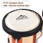 EastRock Bongo Drum 4” and 5” Bongos Drum Set for Adults Beginners Professionals Tunable Wood and Metal Drum Percussion Instruments with Tuning Wrench