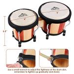 EastRock Bongo Drum 4” and 5” Bongos Drum Set for Adults Beginners Professionals Tunable Wood and Metal Drum Percussion Instruments with Tuning Wrench