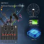 SKTEET Podcast Equipment Bundle, with BM800 Podcast Microphone and V8 Sound Card, Voice Changer - Audio Interface -Perfect for Recording, Singing, Streaming and Gaming (V8-Black)