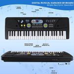 Electric Keyboard Piano 61 Keys - Portable Digital Musical Karaoke Piano Keyboard -10 Rhythms 16 Tones, Stereo Speakers, Rechargeable Battery - Wired Microphone - Beginners Kids Adult - Pyle PKBRD6112