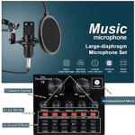 SKTEET Podcast Equipment Bundle, with BM800 Podcast Microphone and V8 Sound Card, Voice Changer - Audio Interface -Perfect for Recording, Singing, Streaming and Gaming (V8-Black)