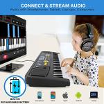 Electric Keyboard Piano 61 Keys - Portable Digital Musical Karaoke Piano Keyboard -10 Rhythms 16 Tones, Stereo Speakers, Rechargeable Battery - Wired Microphone - Beginners Kids Adult - Pyle PKBRD6112