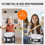 VEVOR Kids Drum Set, 14 in 3-Piece Beginner Drum Sets Junior Drums Set with Adjustable Throne, Two Pairs of Drumsticks, Cymbal, Pedal，Tom Snare Bass, Starter Drum Kit for Children, Black