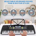 Electric Keyboard Piano 61 Keys - Portable Digital Musical Karaoke Piano Keyboard -10 Rhythms 16 Tones, Stereo Speakers, Rechargeable Battery - Wired Microphone - Beginners Kids Adult - Pyle PKBRD6112