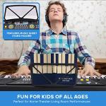 Electric Keyboard Piano 61 Keys - Portable Digital Musical Karaoke Piano Keyboard -10 Rhythms 16 Tones, Stereo Speakers, Rechargeable Battery - Wired Microphone - Beginners Kids Adult - Pyle PKBRD6112