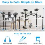 RVONE Electric Drum Set with Kick Hammer Pedal, Electronic Drum Kit for Kids Adult Beginner with 150 Sounds, 10" Cymbals, 4 Quiet Mesh Pads, all-in-one drum set with Throne, Headphones, Sticks