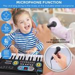 Electric Keyboard Piano 61 Keys - Portable Digital Musical Karaoke Piano Keyboard -10 Rhythms 16 Tones, Stereo Speakers, Rechargeable Battery - Wired Microphone - Beginners Kids Adult - Pyle PKBRD6112