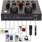 SKTEET Podcast Equipment Bundle, with BM800 Podcast Microphone and V8 Sound Card, Voice Changer - Audio Interface -Perfect for Recording, Singing, Streaming and Gaming (V8-Black)