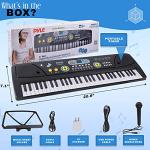 Electric Keyboard Piano 61 Keys - Portable Digital Musical Karaoke Piano Keyboard -10 Rhythms 16 Tones, Stereo Speakers, Rechargeable Battery - Wired Microphone - Beginners Kids Adult - Pyle PKBRD6112