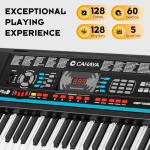 CAHAYA 61 Key Keyboard Piano – Electric Piano Set for Beginners with Stand & Stool, Microphone, Built-In Speakers, 128 Sounds & 128 Rhythms, Portable Electronic Keyboard