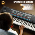 CAHAYA 61 Key Keyboard Piano – Electric Piano Set for Beginners with Stand & Stool, Microphone, Built-In Speakers, 128 Sounds & 128 Rhythms, Portable Electronic Keyboard