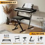 CAHAYA 61 Key Keyboard Piano – Electric Piano Set for Beginners with Stand & Stool, Microphone, Built-In Speakers, 128 Sounds & 128 Rhythms, Portable Electronic Keyboard