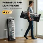 CAHAYA 61 Key Keyboard Piano – Electric Piano Set for Beginners with Stand & Stool, Microphone, Built-In Speakers, 128 Sounds & 128 Rhythms, Portable Electronic Keyboard