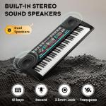 CAHAYA 61 Key Keyboard Piano – Electric Piano Set for Beginners with Stand & Stool, Microphone, Built-In Speakers, 128 Sounds & 128 Rhythms, Portable Electronic Keyboard