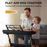 CAHAYA 61 Key Keyboard Piano – Electric Piano Set for Beginners with Stand & Stool, Microphone, Built-In Speakers, 128 Sounds & 128 Rhythms, Portable Electronic Keyboard