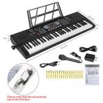 Hricane Keyboard Piano Lighted Keys for Beginner Adults Teens Kids, 61 Key Electronic Music Keyboard with Teaching Modes Powered by USB or Battery with LCD Display Microphone Headphone Jack