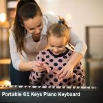 61 Keys Keyboard Piano, Electronic Digital Piano with Built-in Speaker Microphone, Portable Keyboard Gift Teaching for Beginners, Electric Piano for Kids, Birthday Gift for Children
