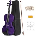 Ceciliec 16 Inch Acoustic Viola Set, Beginner Handmade Varnish Solid Wood Viola for Adults, Students, Musical Instrument Viola Set with Case, Bow, Rosin, Bridge and Strings,Purple