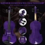 Ceciliec 16 Inch Acoustic Viola Set, Beginner Handmade Varnish Solid Wood Viola for Adults, Students, Musical Instrument Viola Set with Case, Bow, Rosin, Bridge and Strings,Purple