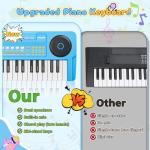 Upgraded 37 Keys Kids Piano Keyboard – Portable Toddler Music Toy Keyboard with Microphone Musical Instrument Birthday Gift for 3 4 5 6 Boys Girls, Blue