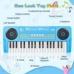 Upgraded 37 Keys Kids Piano Keyboard – Portable Toddler Music Toy Keyboard with Microphone Musical Instrument Birthday Gift for 3 4 5 6 Boys Girls, Blue