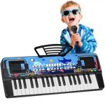 Upgraded 37 Keys Kids Piano Keyboard with Microphone Music Stand – Portable Musical Toys for Toddlers Ages 3 4 5 6 Boys Girls Birthday Gift - Black