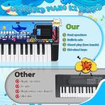 Upgraded 37 Keys Kids Piano Keyboard with Microphone Music Stand – Portable Musical Toys for Toddlers Ages 3 4 5 6 Boys Girls Birthday Gift - Black