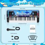 Upgraded 37 Keys Kids Piano Keyboard with Microphone Music Stand – Portable Musical Toys for Toddlers Ages 3 4 5 6 Boys Girls Birthday Gift - Black