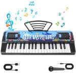 Upgraded 37 Keys Kids Piano Keyboard with Microphone Music Stand – Portable Musical Toys for Toddlers Ages 3 4 5 6 Boys Girls Birthday Gift - Black