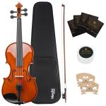 Mendini by Cecilio 14 Inch Solid Wood Viola Set for Beginners - Hand Carved Acoustic Viola Kit with Hard Case, Bow, Rosin, Bridge and Extra Strings