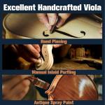 Mendini by Cecilio 14 Inch Solid Wood Viola Set for Beginners - Hand Carved Acoustic Viola Kit with Hard Case, Bow, Rosin, Bridge and Extra Strings