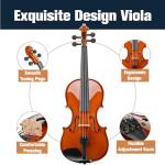 Mendini by Cecilio 14 Inch Solid Wood Viola Set for Beginners - Hand Carved Acoustic Viola Kit with Hard Case, Bow, Rosin, Bridge and Extra Strings