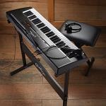 Ashthorpe 61-Key Digital Keyboard Piano with Stand and Bench, Portable Electronic Piano Keyboard Kit with Headphones, Microphone, Keynote Stickers