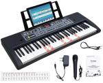 Funtaki 61 Key Electronic Keyboard Piano with Lighted Up Keys, Musical Mini Keyboard Piano with keyboard stand, Digital Portable Synthesizer Keyboards for Beginners Kids Adults (Black)
