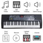 Funtaki 61 Key Electronic Keyboard Piano with Lighted Up Keys, Musical Mini Keyboard Piano with keyboard stand, Digital Portable Synthesizer Keyboards for Beginners Kids Adults (Black)