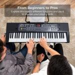 Funtaki 61 Key Electronic Keyboard Piano with Lighted Up Keys, Musical Mini Keyboard Piano with keyboard stand, Digital Portable Synthesizer Keyboards for Beginners Kids Adults (Black)