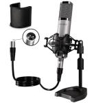 PROAR Studio Microphone, Professional Cardioid XLR Condenser Recording Mic Voice Over Kit with Desktop Stand for Music, Singing, Podcasting, and Vocal Streaming