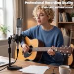 PROAR Studio Microphone, Professional Cardioid XLR Condenser Recording Mic Voice Over Kit with Desktop Stand for Music, Singing, Podcasting, and Vocal Streaming