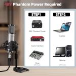 PROAR Studio Microphone, Professional Cardioid XLR Condenser Recording Mic Voice Over Kit with Desktop Stand for Music, Singing, Podcasting, and Vocal Streaming