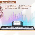 88 Key Piano Keyboard, Electric Digital Piano with Semi Weighted Keys, Keyboard Piano with Sustain Pedal, Power Supply, Stand, Carrying Case, Headphones, USB-MIDI Compatibility, for Beginner Adults
