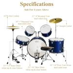 Drum Set Eastar 22 inch for Adults, 5 Piece Full Size Drum Kit Junior Beginner with Pedal Cymbals Stands Stool and Sticks, Metallic Blue