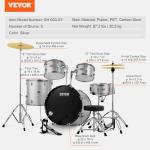 VEVOR Adult Drum Set, 5-Piece, 22 inches Complete Full Size Drum Kit with Bass Toms Snare Floor Drum Adjustable Throne Stands Cymbal Hi-Hat Pedal and Drumsticks, Beginner Drum Kit for Adults