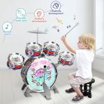 Kids Drum Set for Toddlers 1–3, Light-Up 5pcs Beginner Drum Set with Stool & Cymbal, Musical Drums Toy for Boys Girls Ages 2–5 Birthday Christmas New Year Valentines Day Gifts