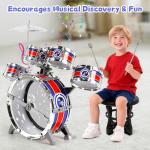 Kids Drum Set for Toddlers 1–3, Light-Up 5pcs Beginner Drum Set with Stool & Cymbal, Musical Drums Toy for Boys Girls Ages 2–5 Birthday Christmas New Year Valentines Day Gifts