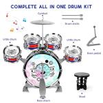 Kids Drum Set for Toddlers 1–3, Light-Up 5pcs Beginner Drum Set with Stool & Cymbal, Musical Drums Toy for Boys Girls Ages 2–5 Birthday Christmas New Year Valentines Day Gifts