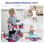 Kids Drum Set for Toddlers 1–3, Light-Up 5pcs Beginner Drum Set with Stool & Cymbal, Musical Drums Toy for Boys Girls Ages 2–5 Birthday Christmas New Year Valentines Day Gifts