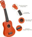 Trendy Soprano Saint Patrick's Day Ukulele for Beginners 21 Inch Hawaiian Wood Ukuleles for Adult Student Starter Four Strings Guitar (Orange)