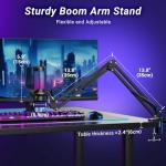 TONOR Gaming Microphone Set with Boom Arm, Vocal Condenser Microphone for PC with Stand, USB Mic with controllable RGB Light, One Tap Mute, Volume Control, for Discord, Twitch Streaming, TC310+